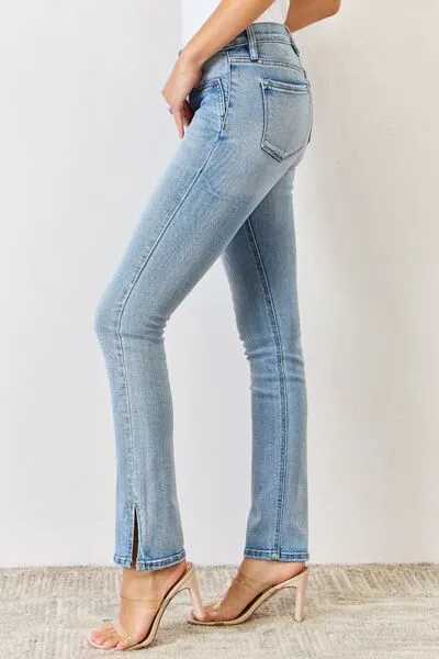 Aaliyah Mid Rise Y2K Slit Bootcut Jeans