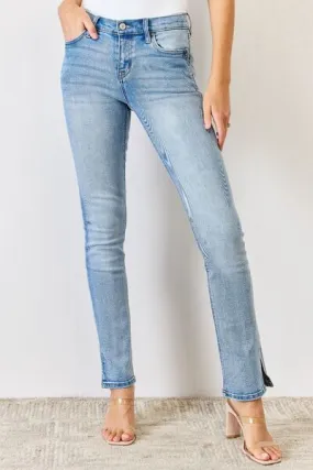 Aaliyah Mid Rise Y2K Slit Bootcut Jeans