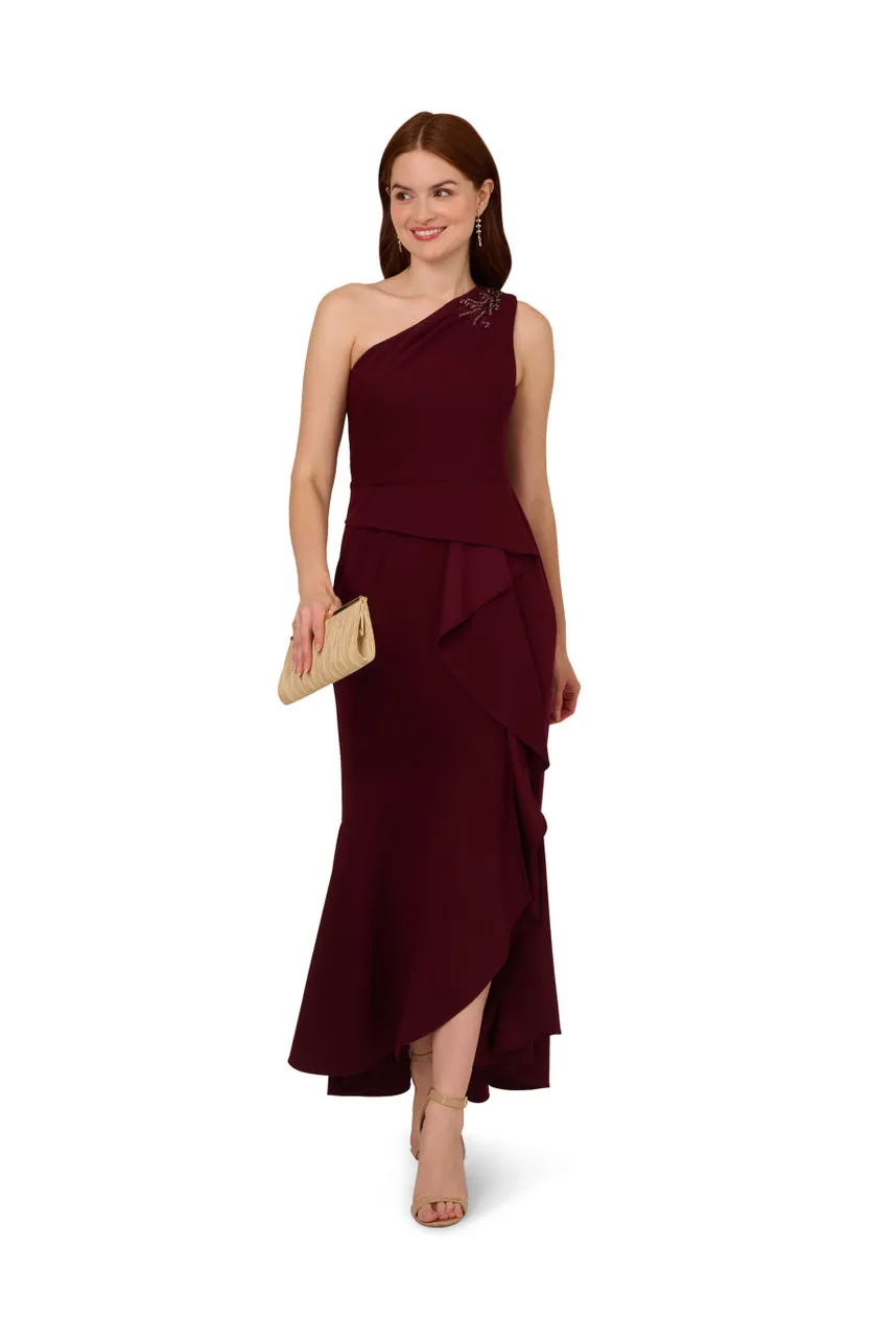 ADRIANNA PAPELL Beaded knit crepe gown 
                         
                     
                