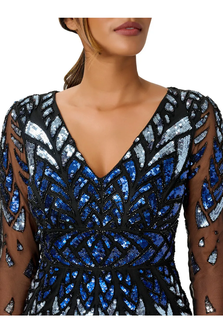 ADRIANNA PAPELL Beaded long sleeve dress 
                         
                     
                