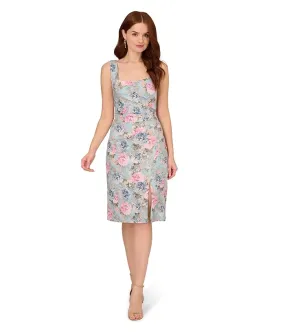 Adrianna Papell Floral Matelasse Dress