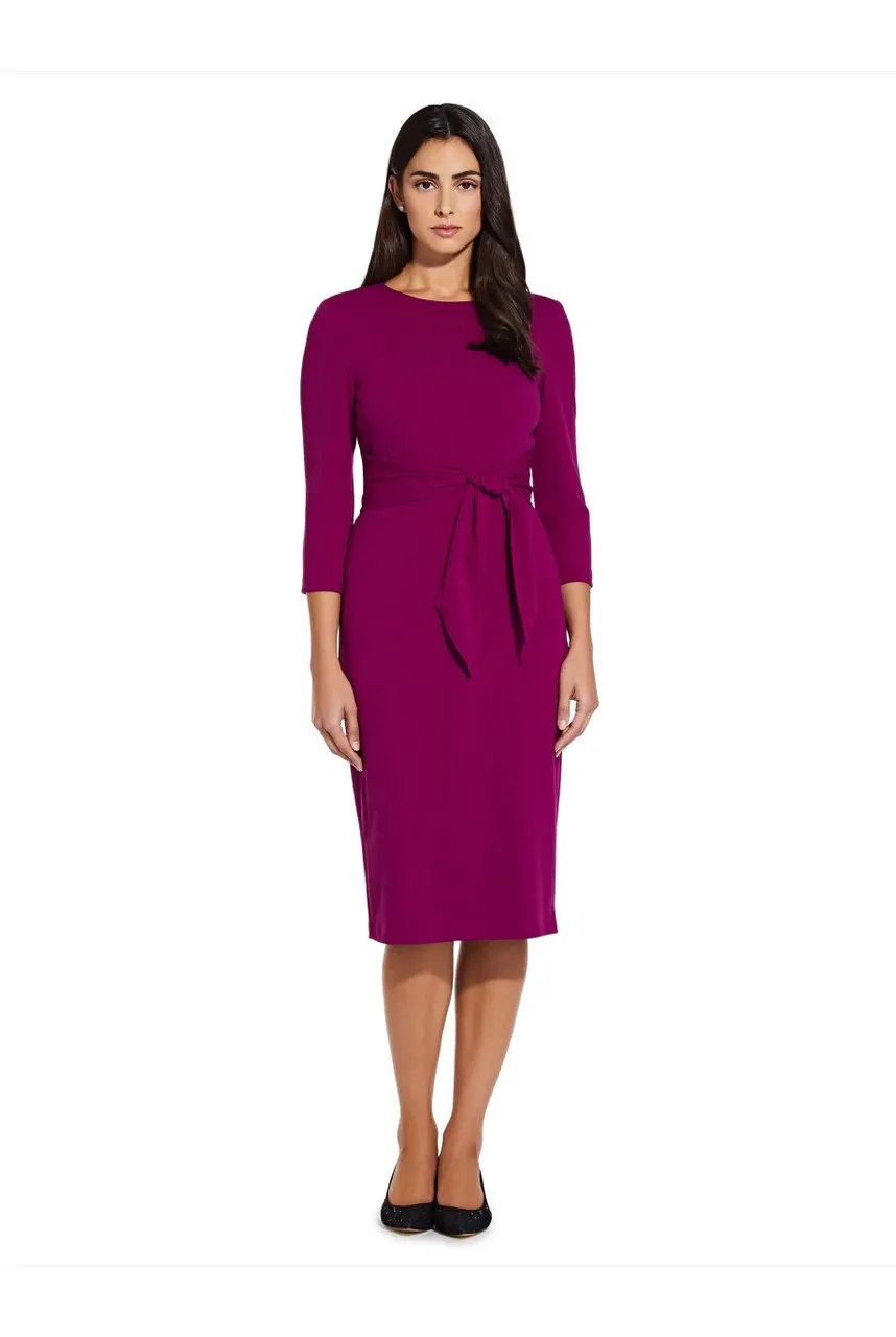 ADRIANNA PAPELL Knit crepe tie waist sheath 
                         
                     
                