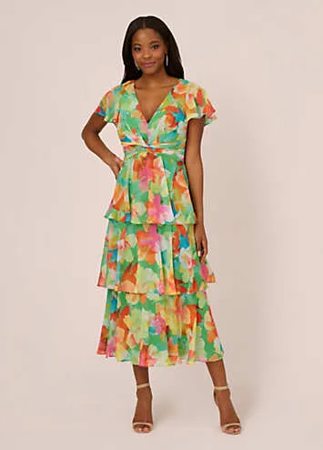 Adrianna Papell Tiered Chiffon Dress | Grattan