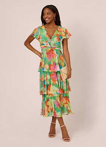 Adrianna Papell Tiered Chiffon Dress | Grattan