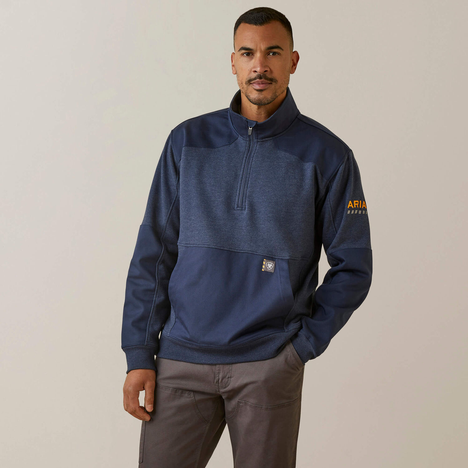 Ariat Men's Rebar Workman Duracanvas 1/4 Zip Sweatshirt in Navy