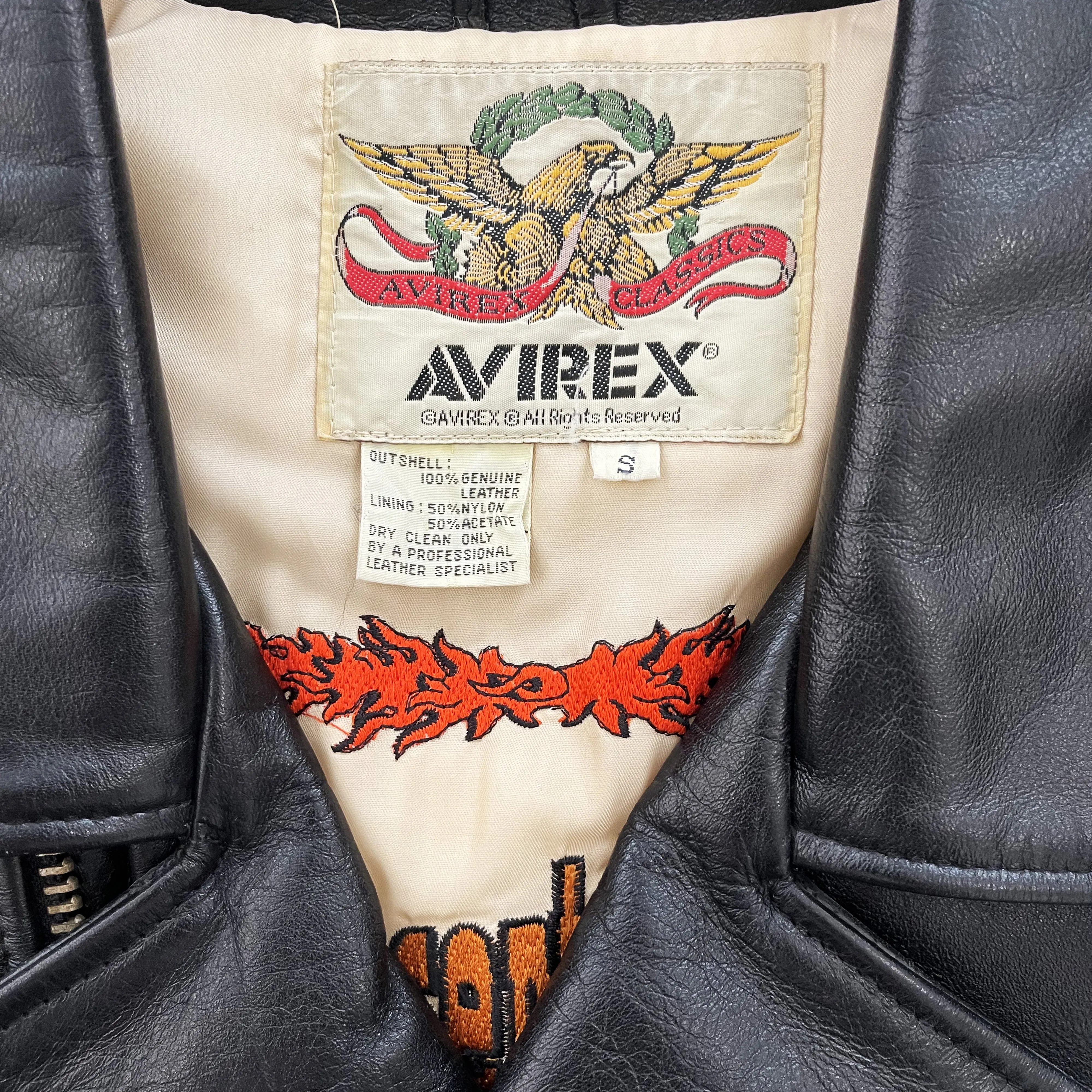 Avirex Leather Biker Motorcycle Jacket - S