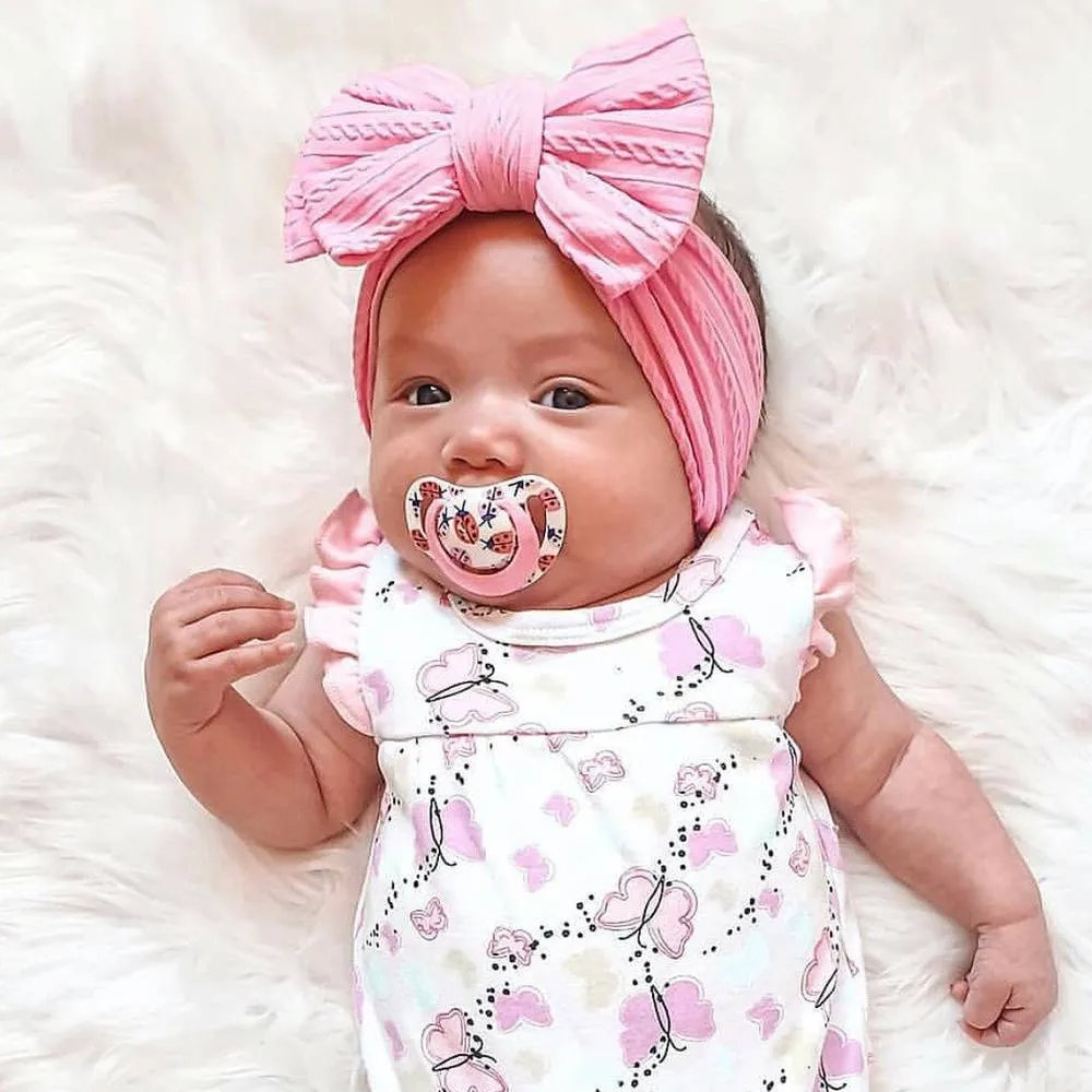 Baby Top Knot Double Bow Headband Mauve