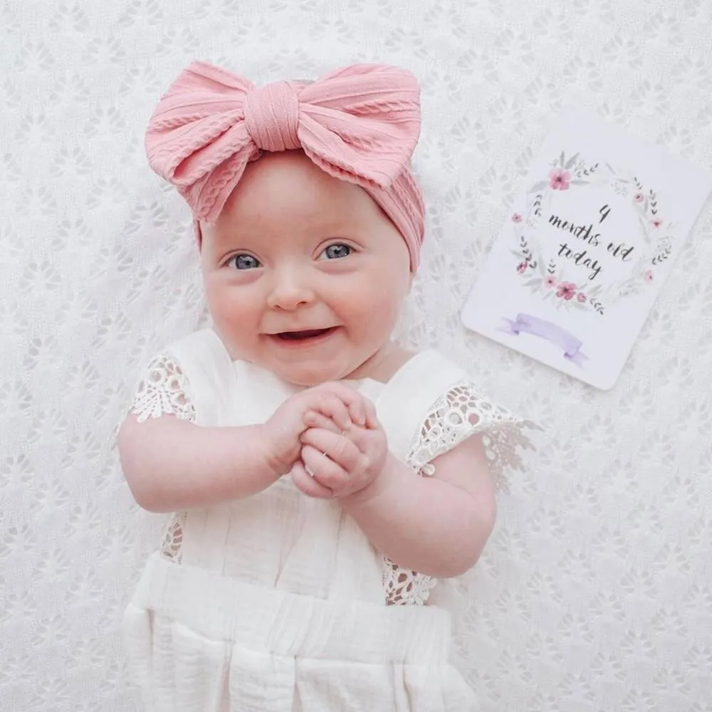 Baby Top Knot Double Bow Headband Mauve