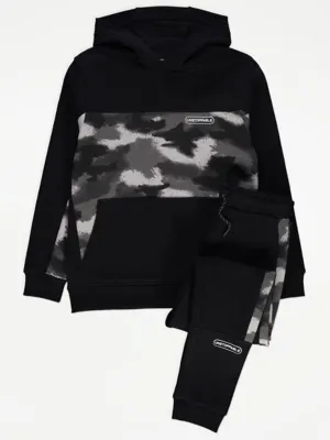 Black Camouflage Hoodie and Jogger Set | Kids | George at ASDA