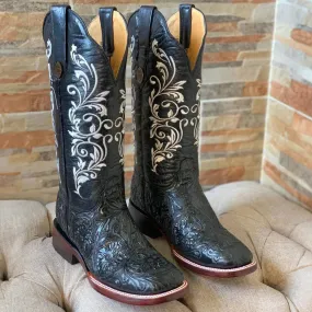 Black Tooled Cowgirl Boots