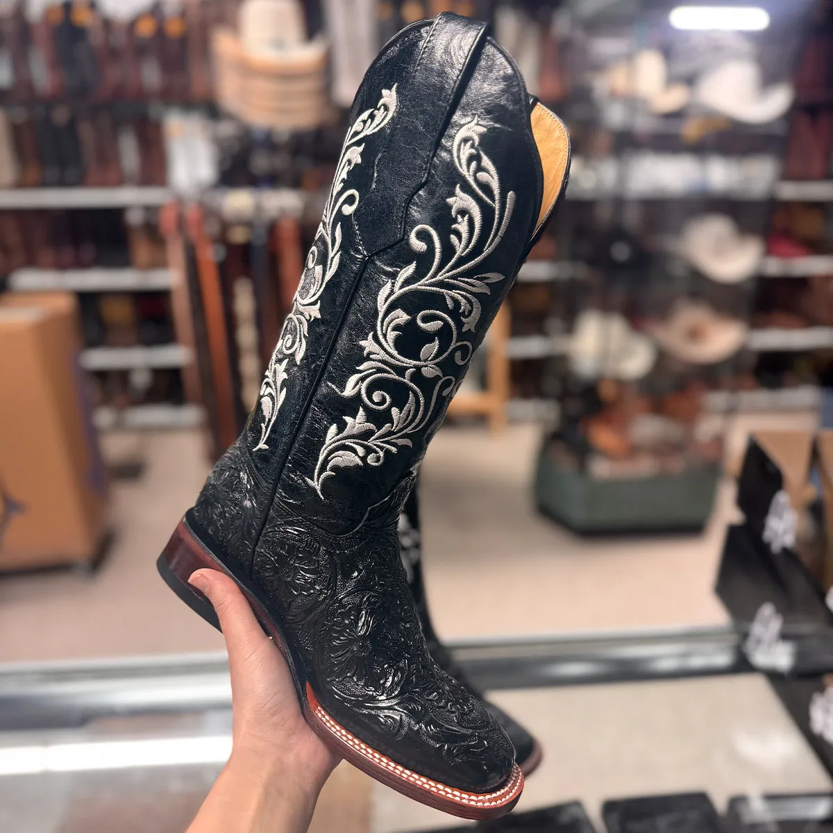 Black Tooled Cowgirl Boots