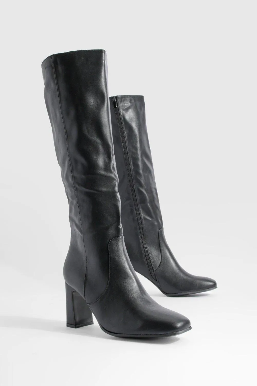 Block Heel Knee High Boots