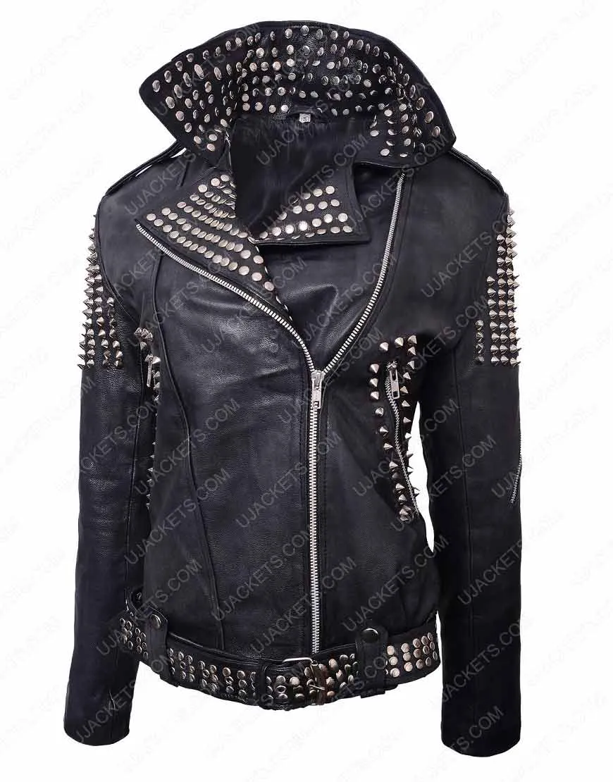 Britney Spears Till The World Ends Black Studded Leather Jacket