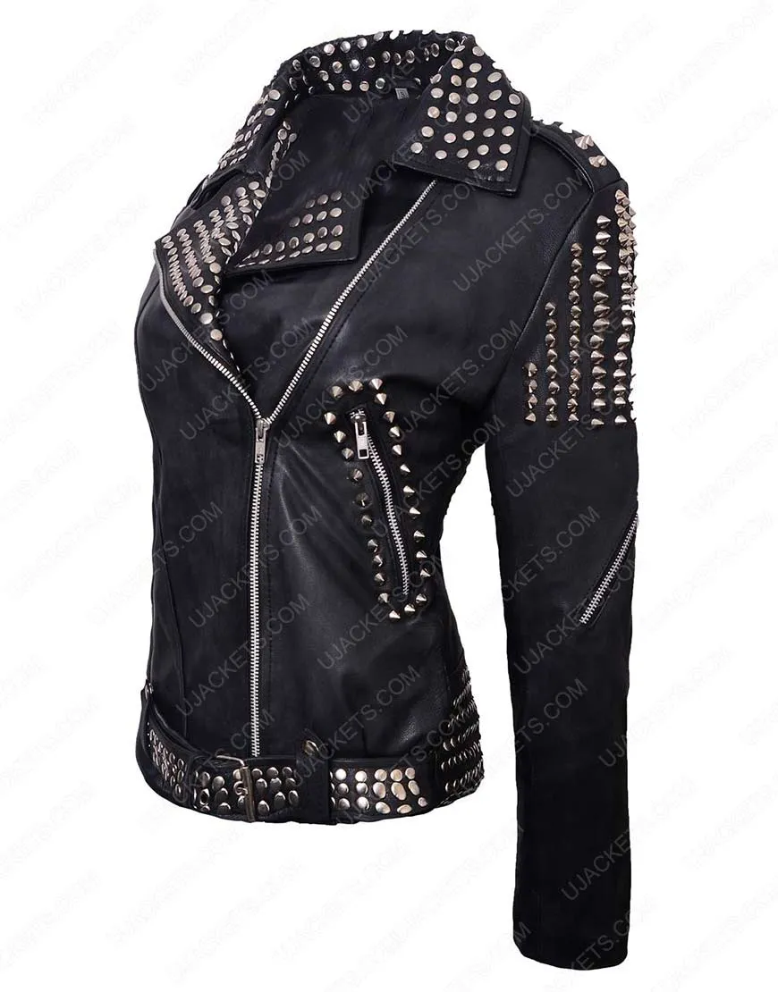 Britney Spears Till The World Ends Black Studded Leather Jacket