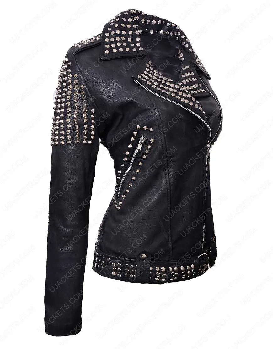 Britney Spears Till The World Ends Black Studded Leather Jacket