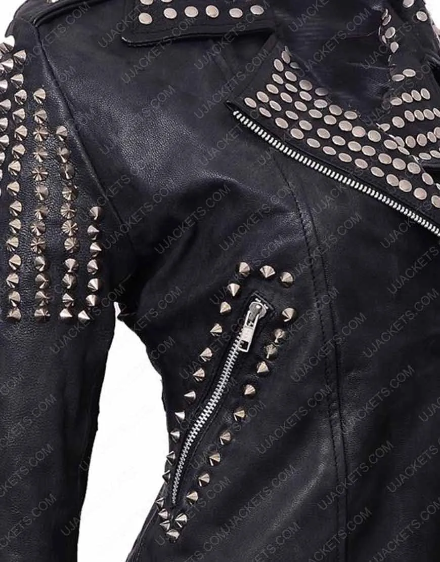 Britney Spears Till The World Ends Black Studded Leather Jacket