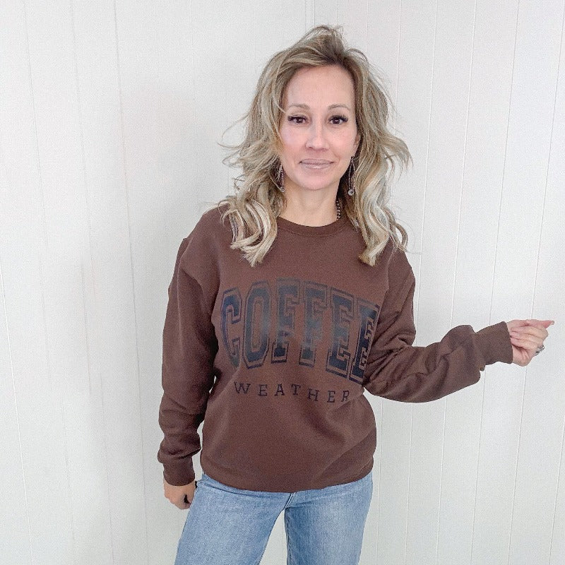 Coffee Weather Crewneck Sweatshirt in Brown