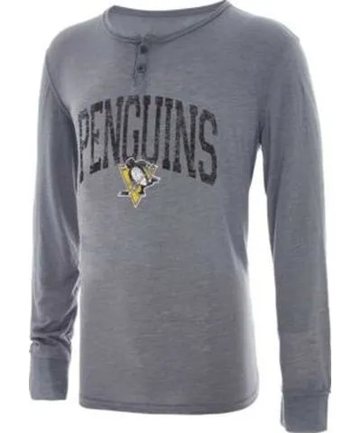 Concepts Sport Men's NHL Pittsburgh Penguins Takeaway Henley Long Sleeve T-Shirt