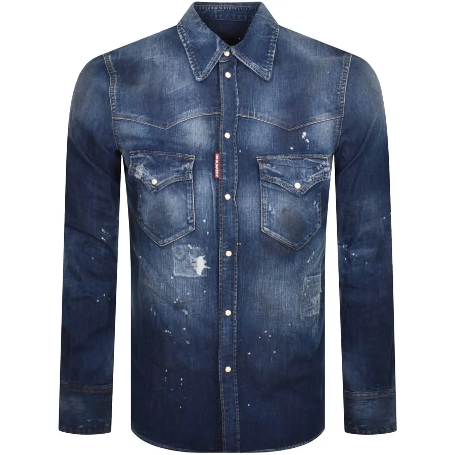 DSQUARED2 Fashion Western Denim Shirt Blue