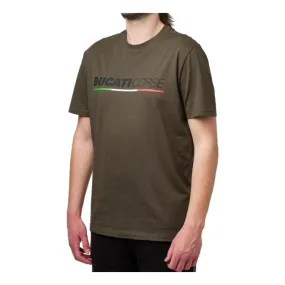 Ducati MEN'S DC24MA04 T-Shirt Uomo con Stampa Verde Militare