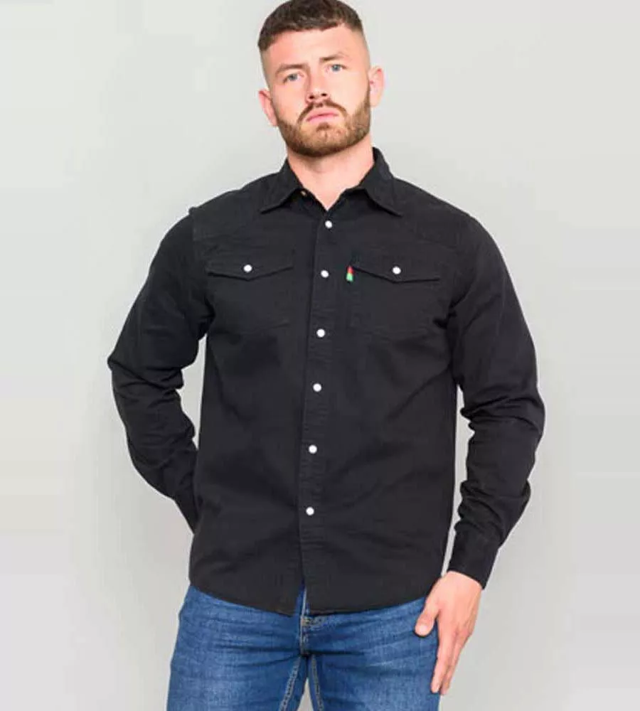 Duke Mens Long Sleeve Black Denim Shirt Western Style (WESTERN BLACK)