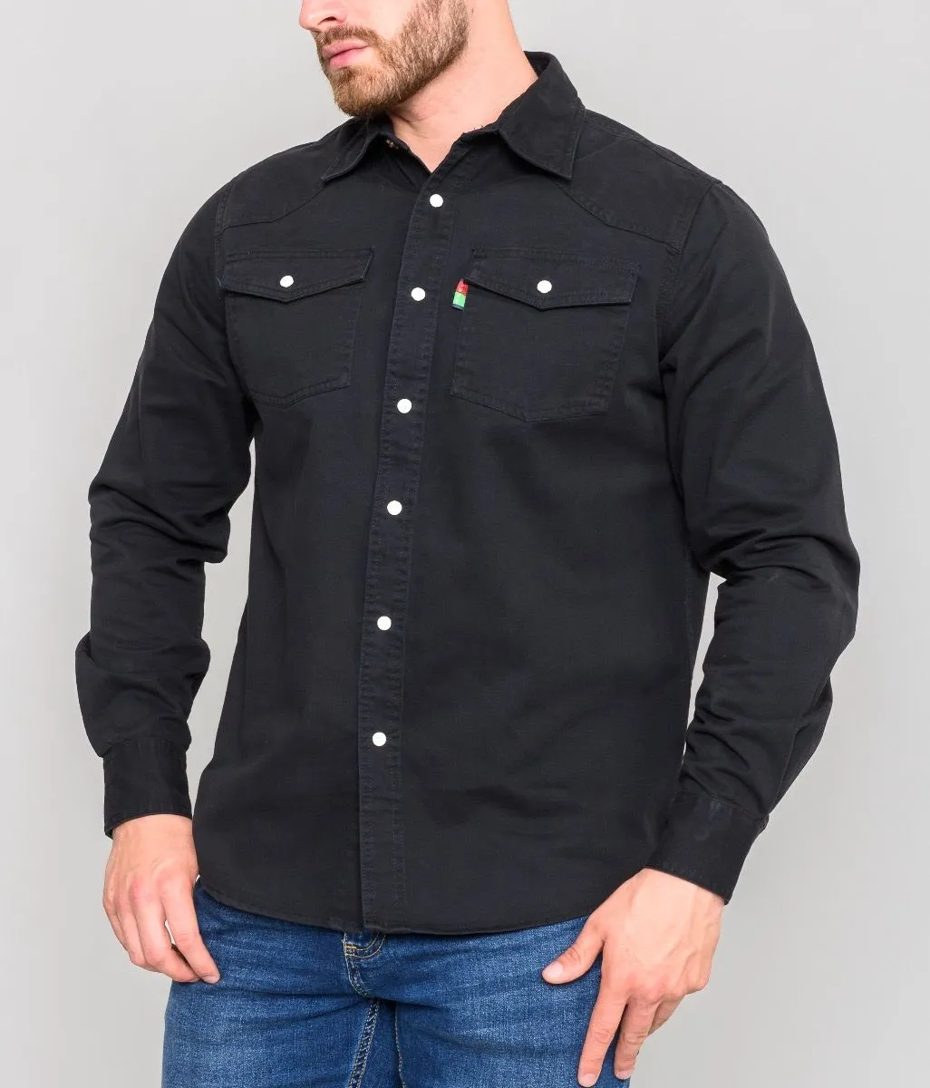 Duke Western Denim Shirt Black Regular Fit