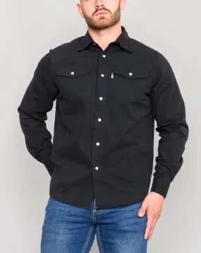 Duke Western Denim Shirt Black Regular Fit