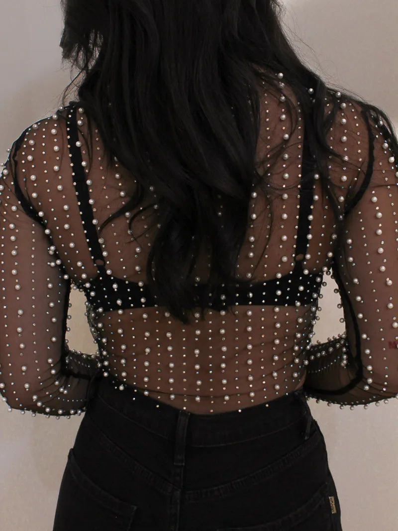 EMBELLISH ME SHEER TOP