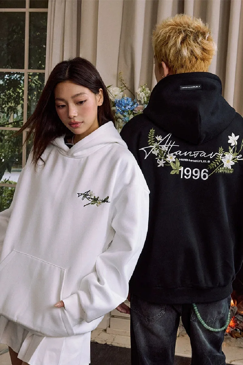 Floral Wreath Embroidered Hoodie