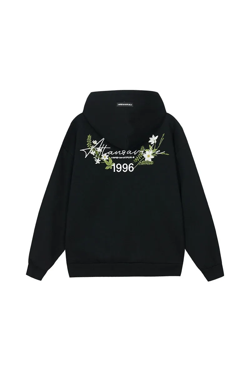 Floral Wreath Embroidered Hoodie