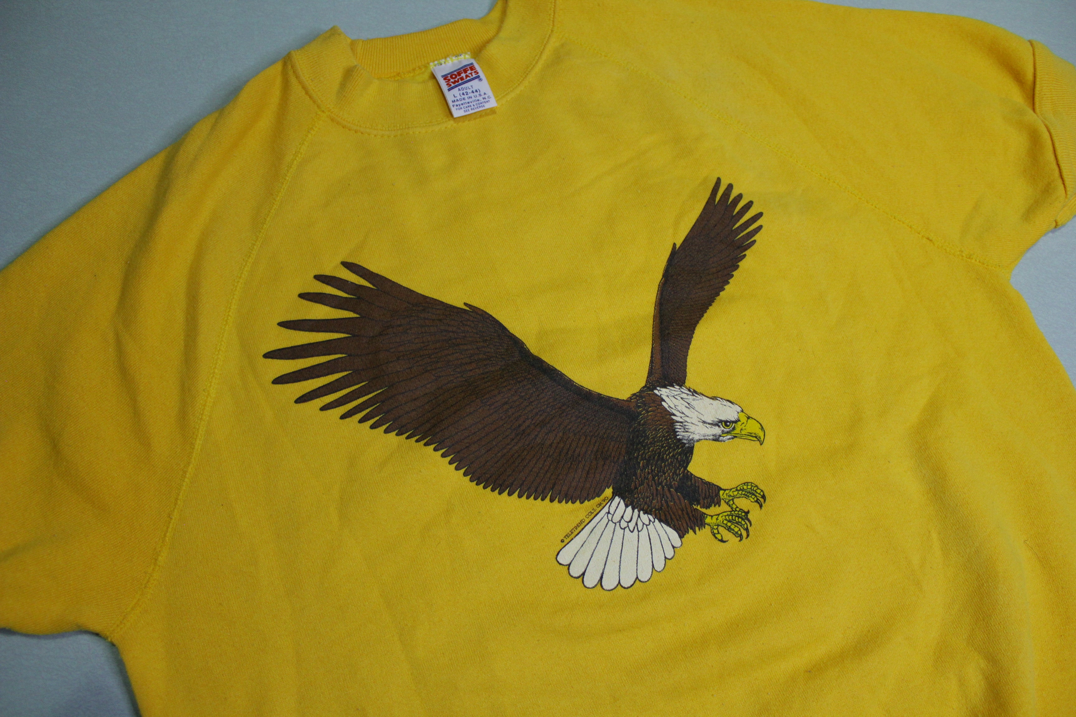 Flying Bald Eagle Soft Sweats Made in USA Vintage 80s Short Sleeve Sweatshirt