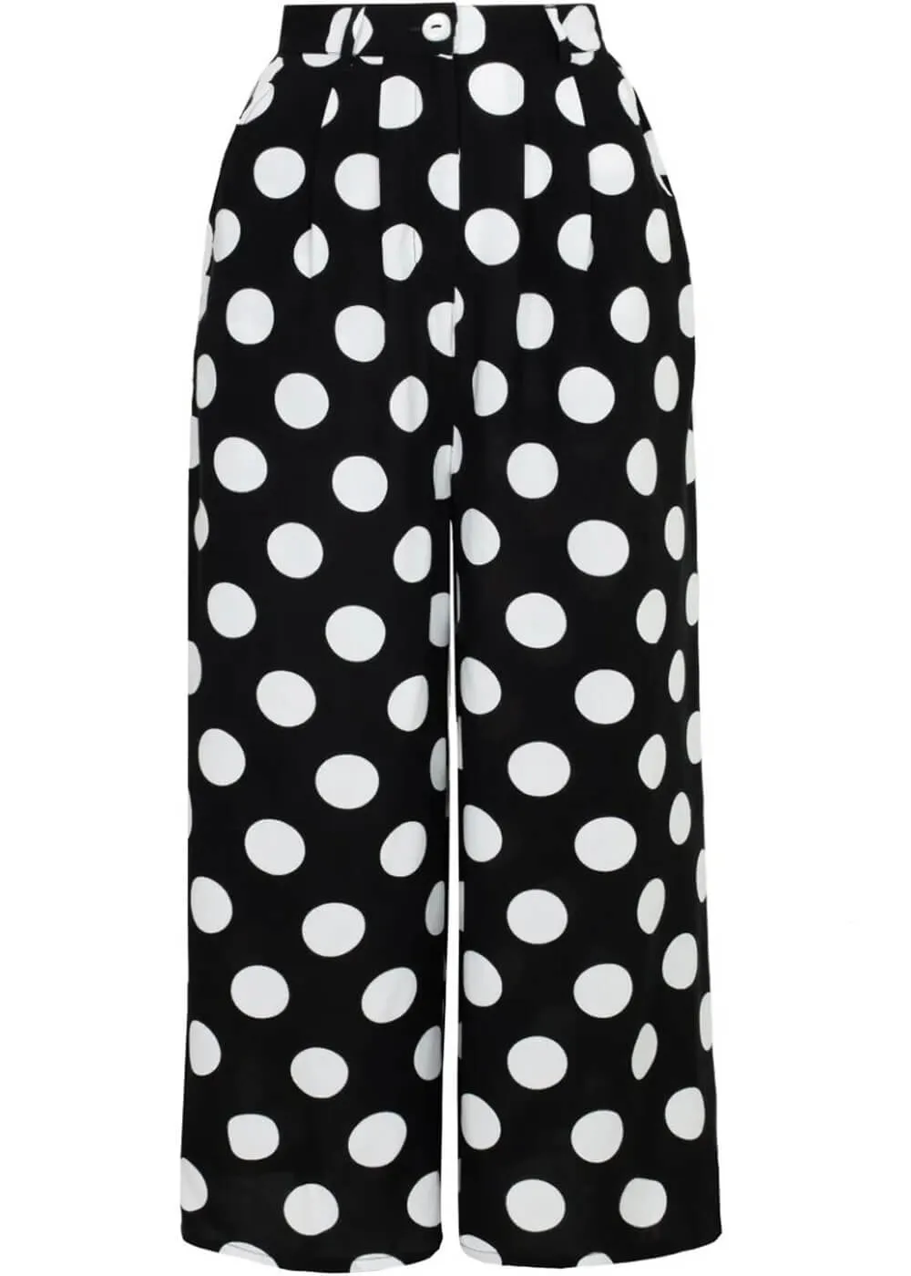 Hell Bunny Dolores Polkadot 40's Palazzo Trousers Black