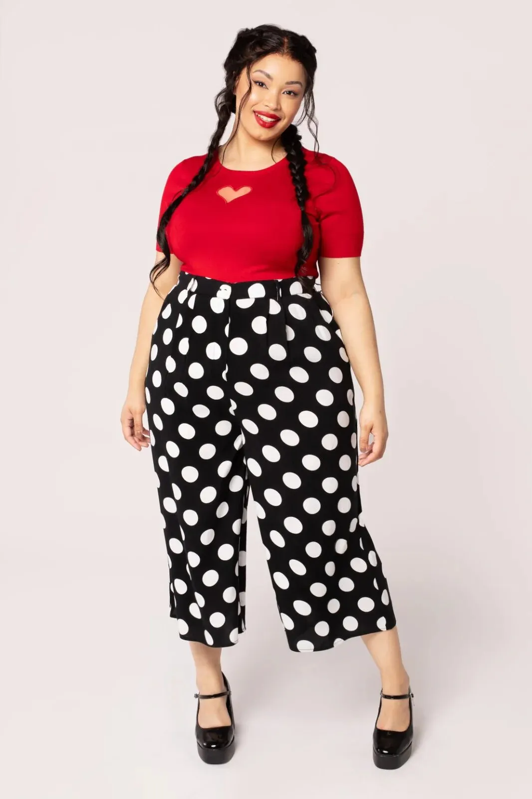 Hell Bunny Dolores Polkadot 40's Palazzo Trousers Black