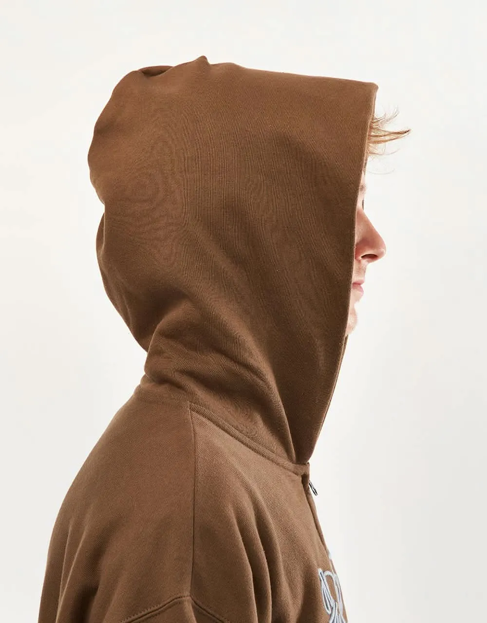 HUF Outlines Heavy Weight Full Zip Fleece Hoodie - Brown