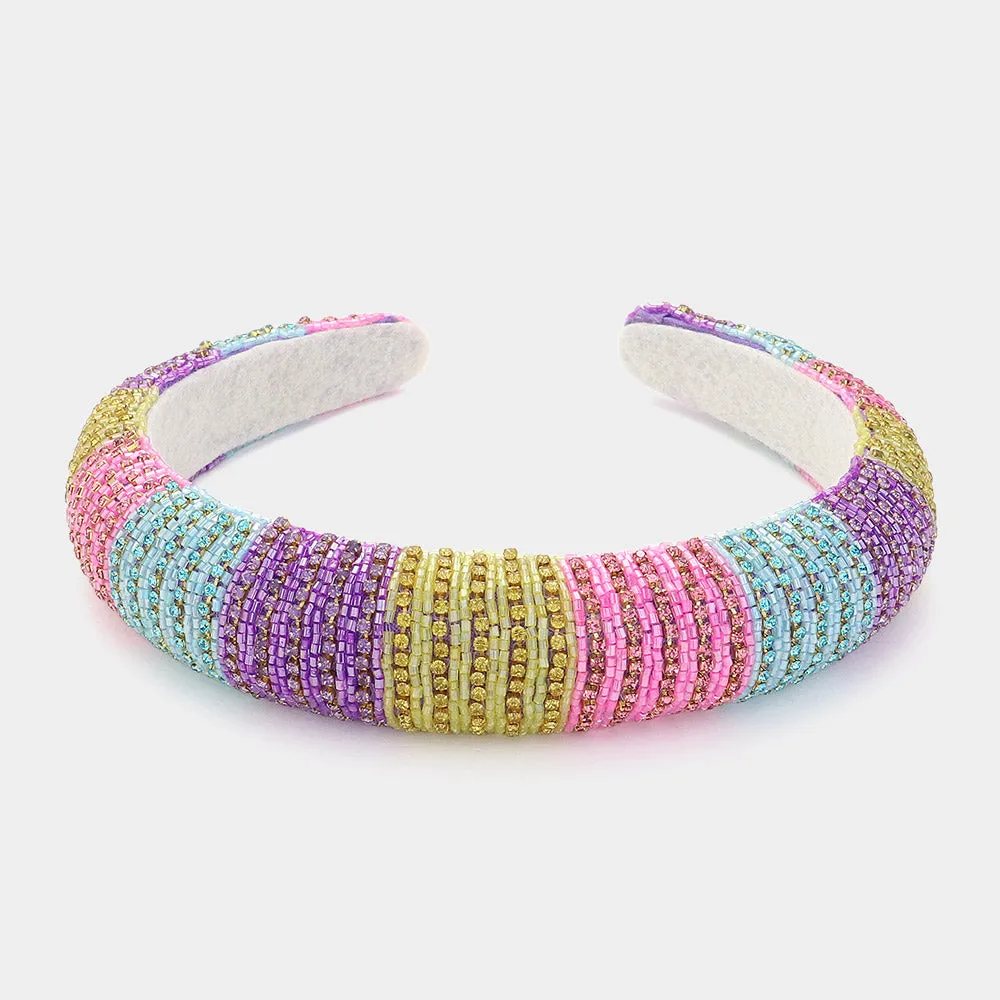 iLLASPARKZ Easter Color Stone Embellished Seed Beaded Headband