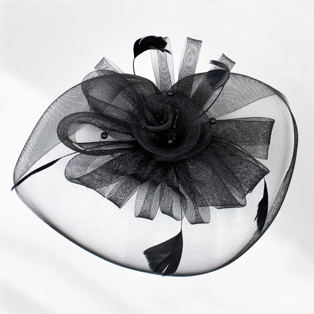 iLLASPARKZ Pearl Feather Mesh Flower Fascinator / Headband