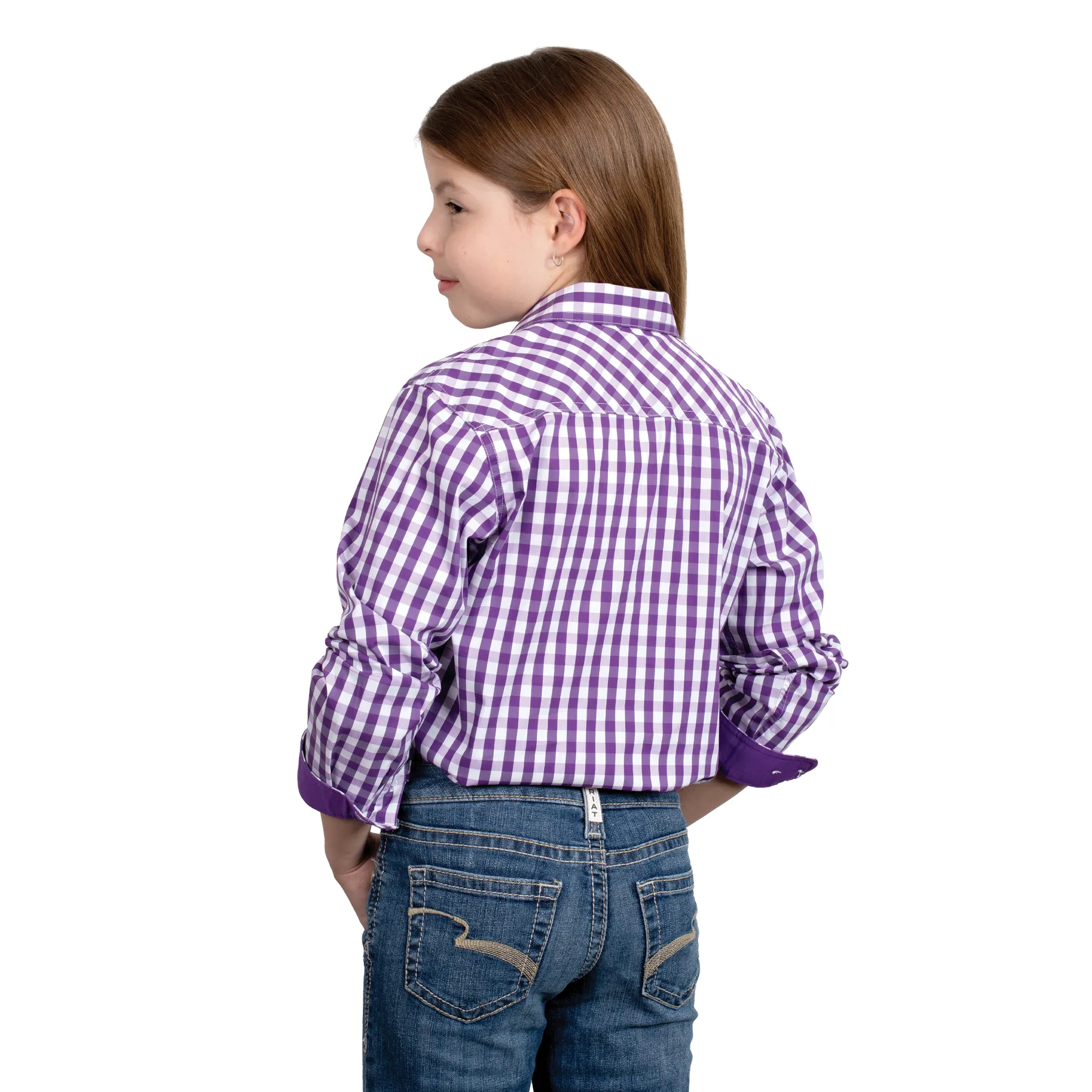 Just Country Girl's Harper 1/2 Button Shirt - Purple Check