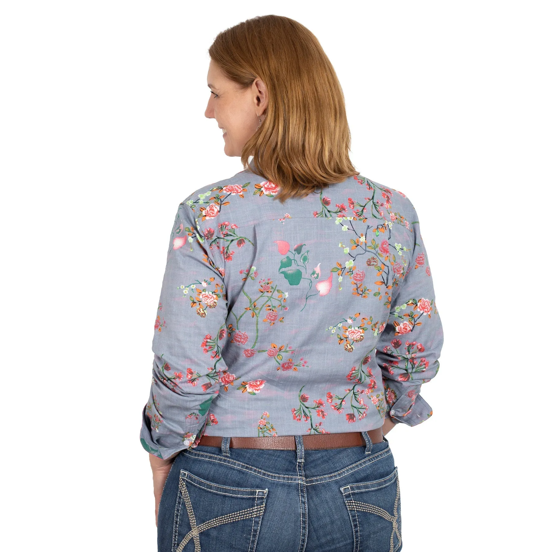 Just Country Women's Abbey Full Button - Grey Geraniums