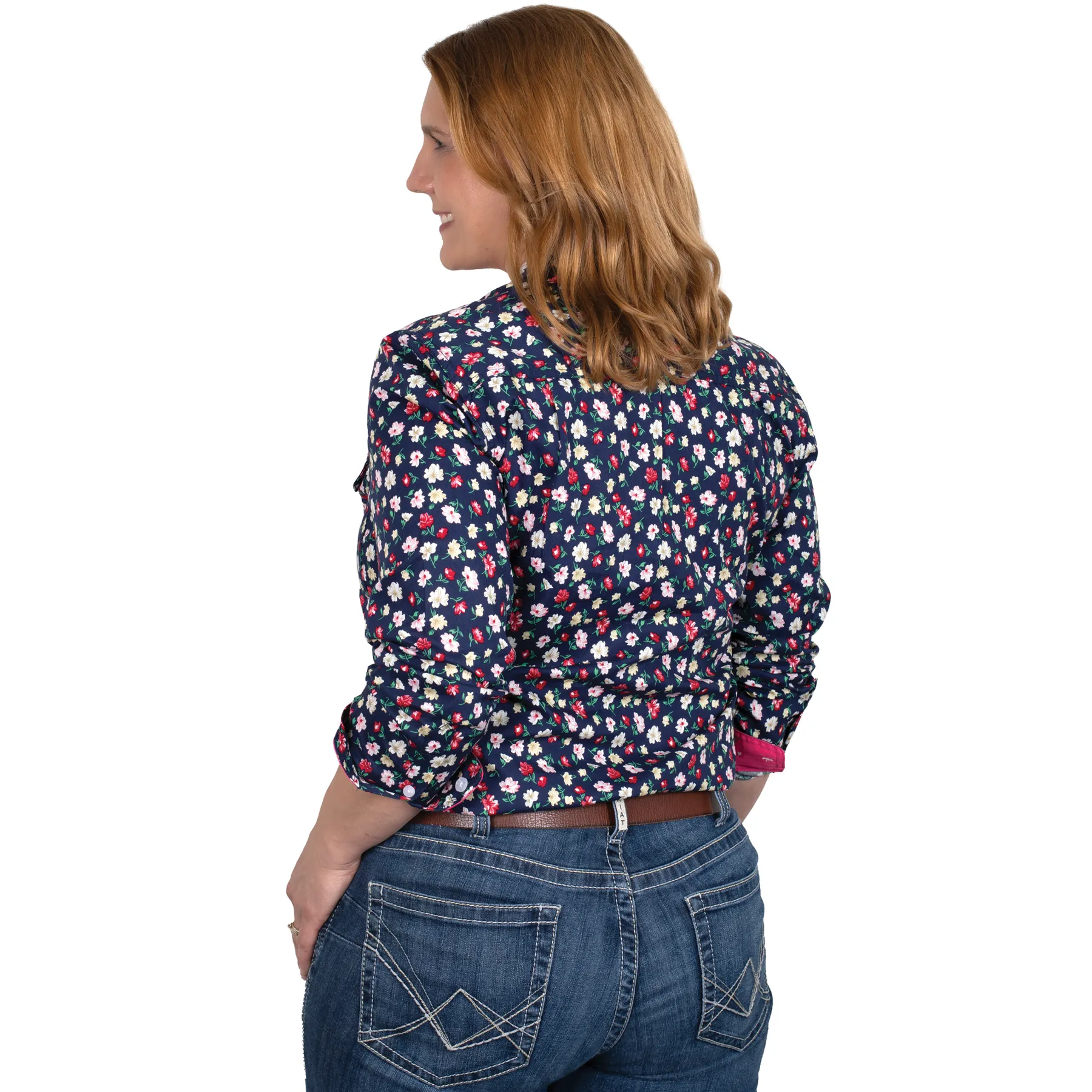 Just Country Women's Georgie Half Button - Navy Floral