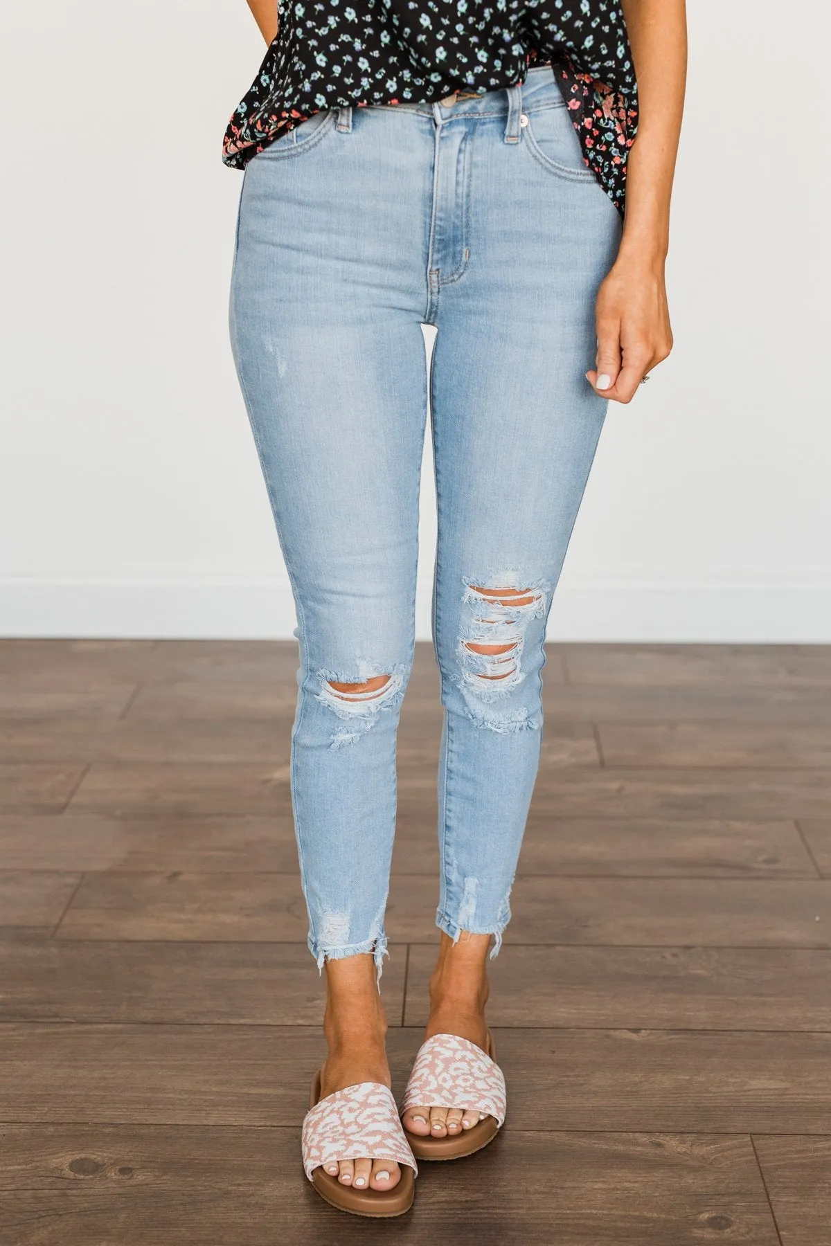 Just USA Distressed Skinny Jeans- Iris Wash