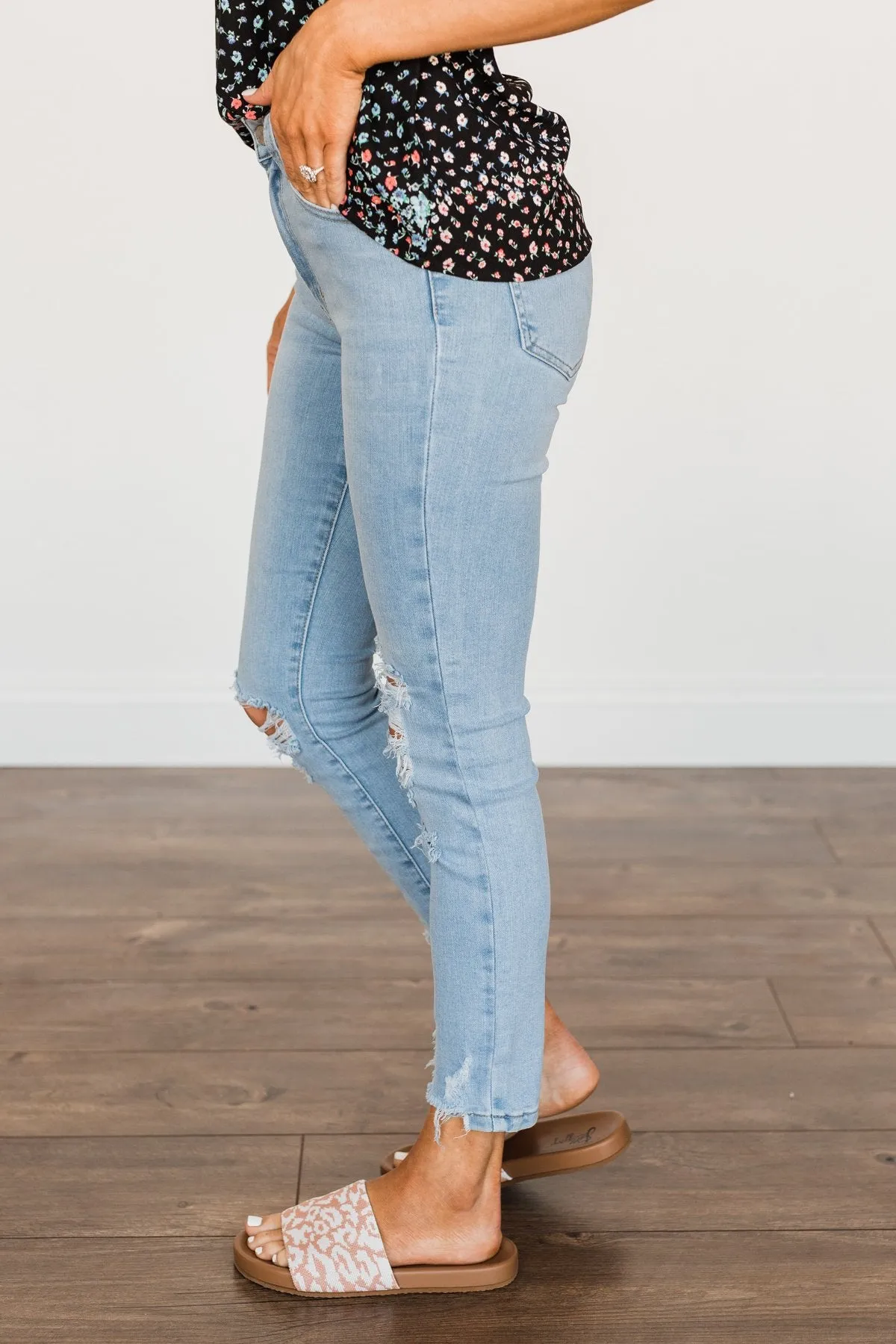 Just USA Distressed Skinny Jeans- Iris Wash