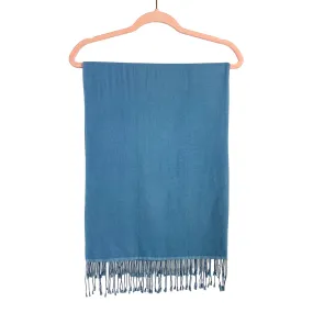 Kate Kanyon Light Blue Pashmina and Silk Blend with Tassel Fringe Scarf (see notes)