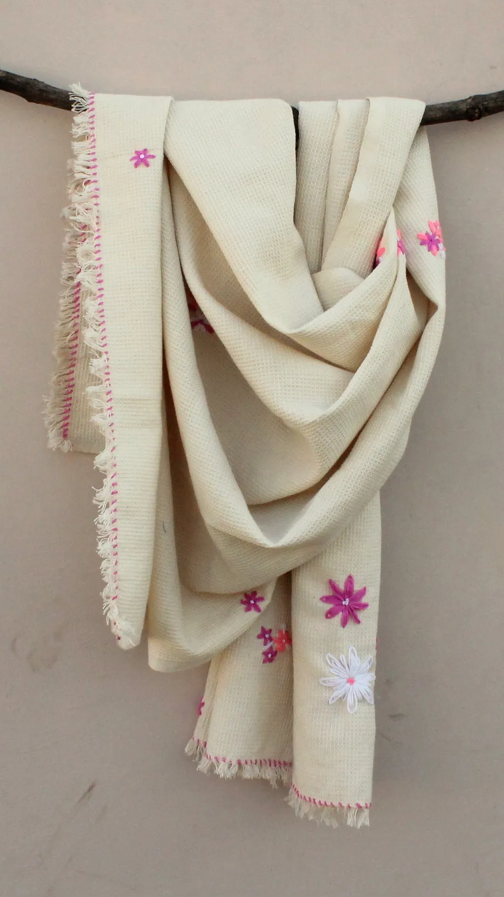 Kora thick cotton embroidered stole