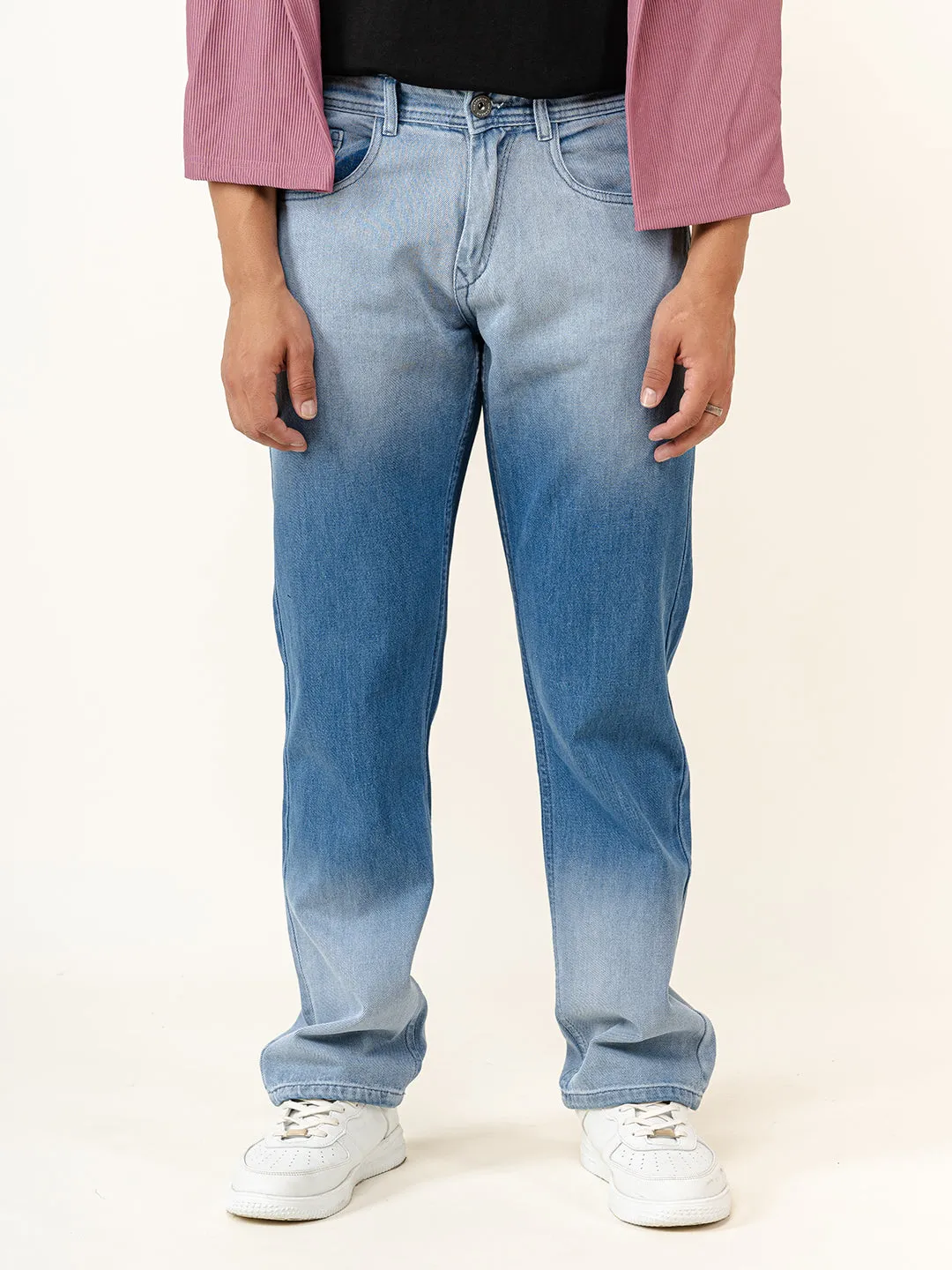 Light Blue Straight Fit Denim Jeans