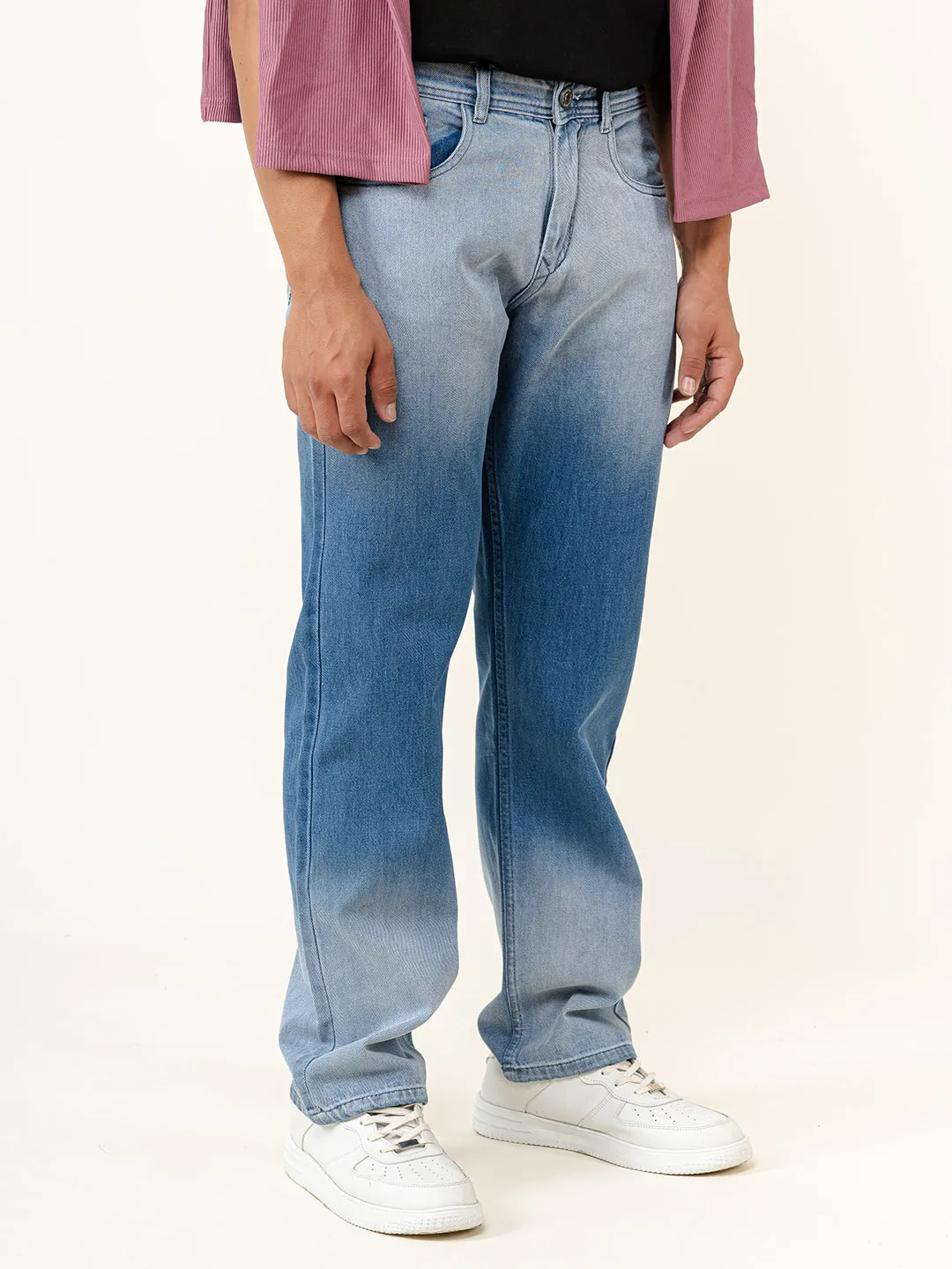 Light Blue Straight Fit Denim Jeans