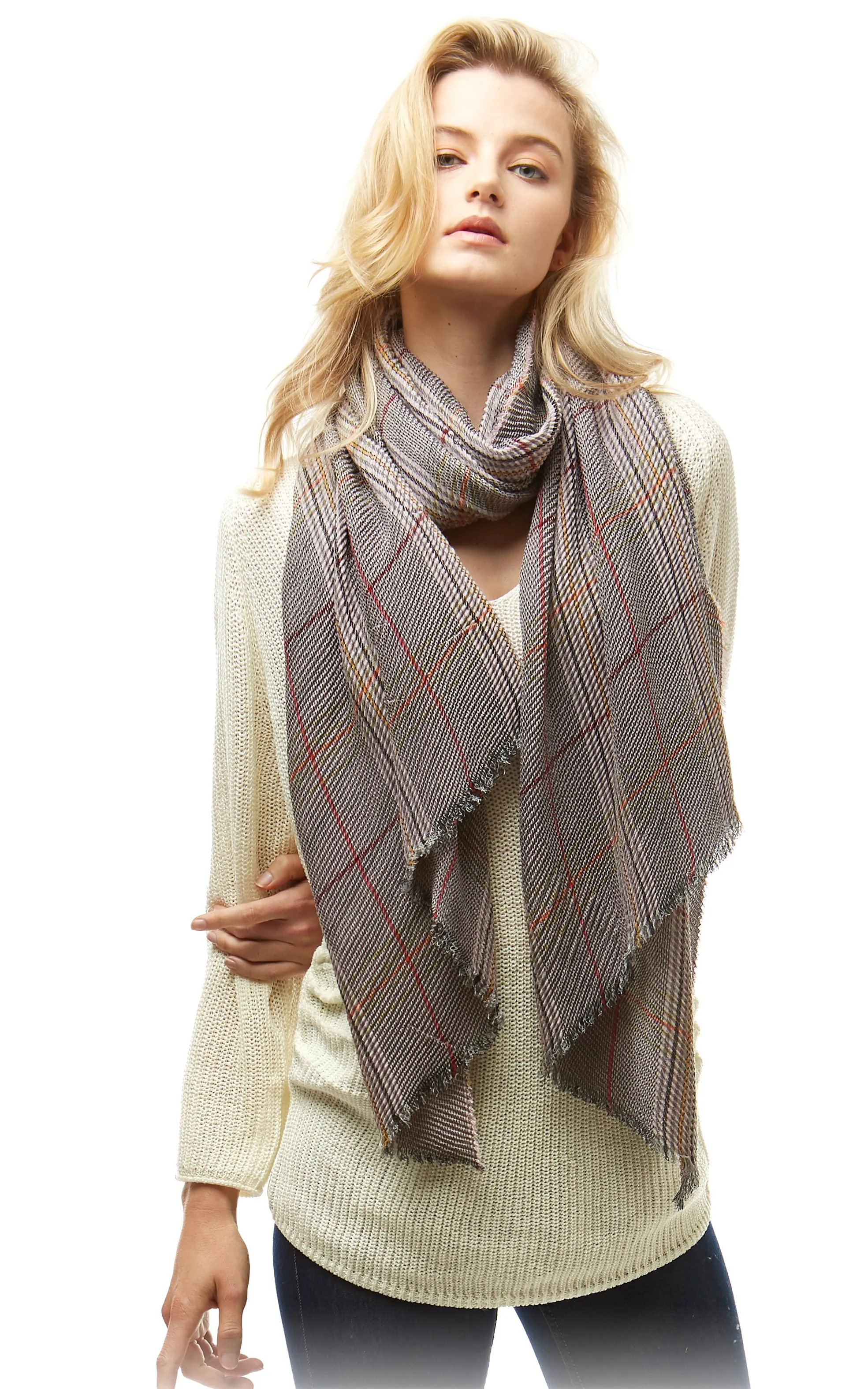 LOF788 Plaid Oblong Scarf