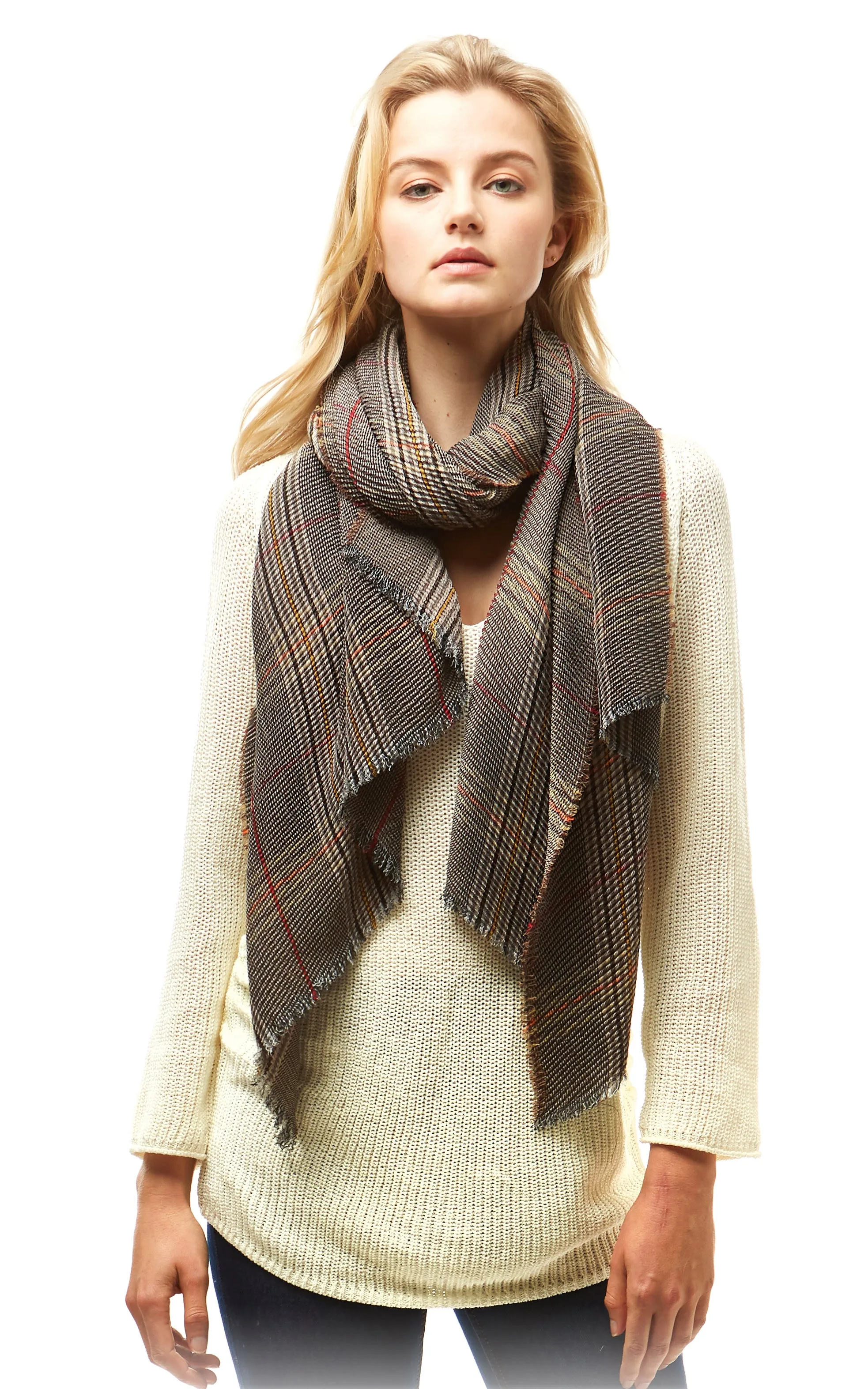 LOF788 Plaid Oblong Scarf