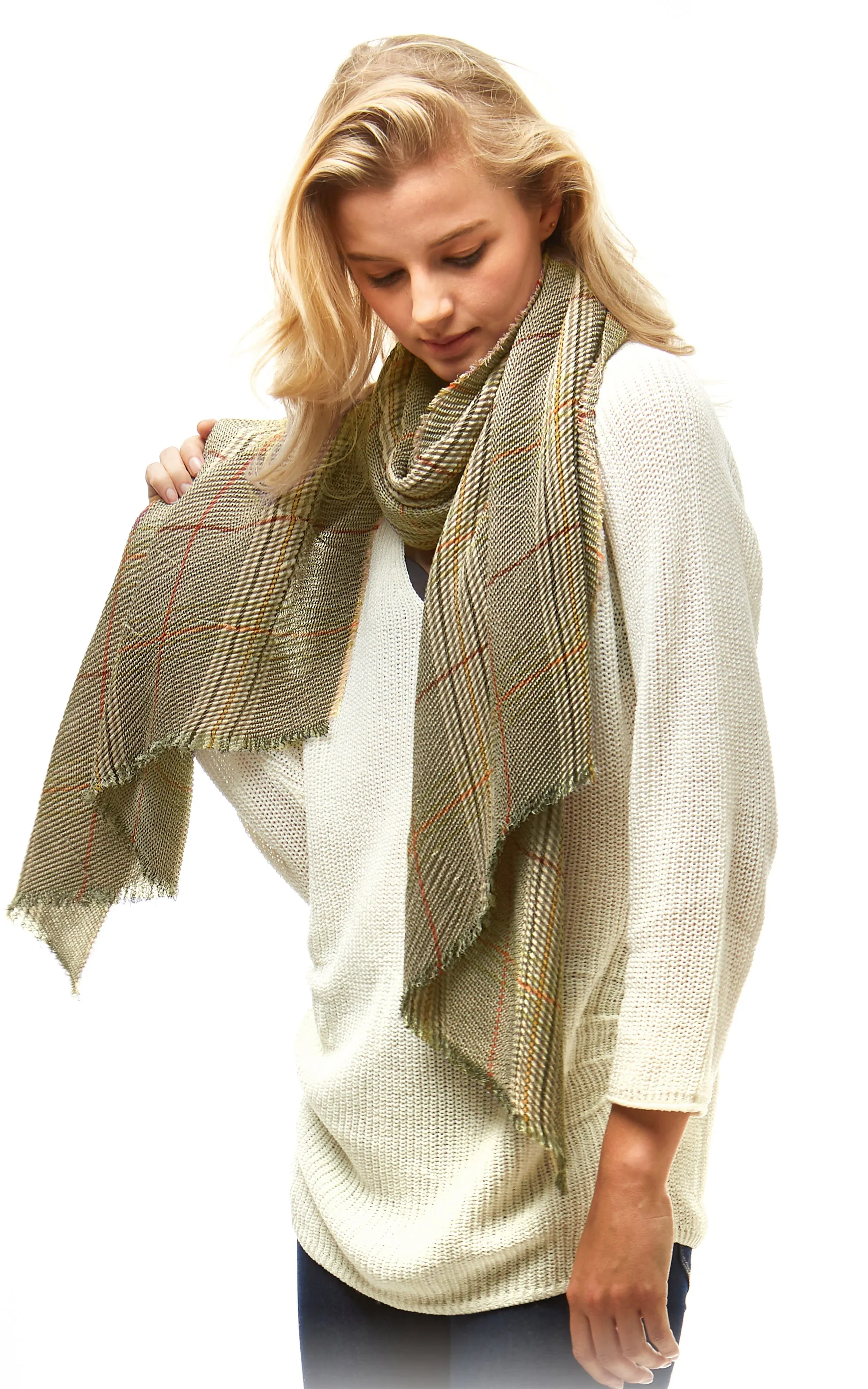 LOF788 Plaid Oblong Scarf