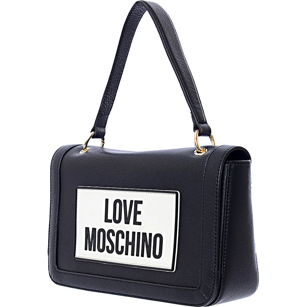 Love Moschino Women's Black Large Logo Top Handle Crossbody Bag