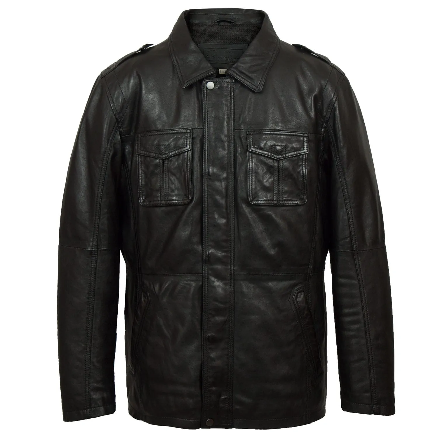 Max: Men's Black Leather Coat